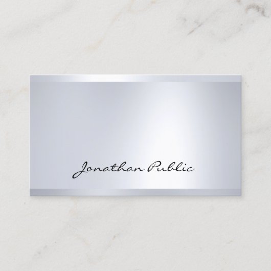 Cooles, modernes, glamouröses Silver Look Elegante Visitenkarte (Vorderseite)