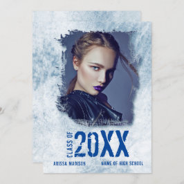 Cooles modernes Grunge Doppelseitiges Foto Blue Gr Ankündigung