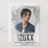 Cooles modernes Grunge Doppelseitiges Foto Graduat Ankündigung (Vorderseite)