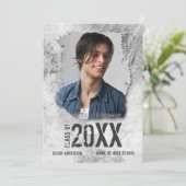 Cooles modernes Grunge Doppelseitiges Foto Graduat Ankündigung (Stehend Vorderseite)