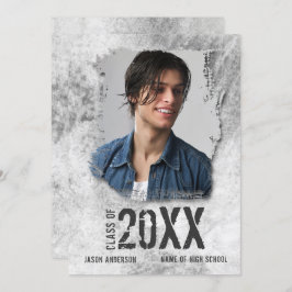 Cooles modernes Grunge Doppelseitiges Foto Graduat Ankündigung