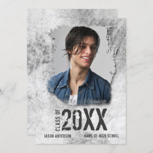 Cooles modernes Grunge Doppelseitiges Foto Graduat Ankündigung