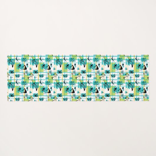 Cooles, modernes inspiriertes Madras-Muster Mitte Yogamatte (Rückseite (Horizontal))