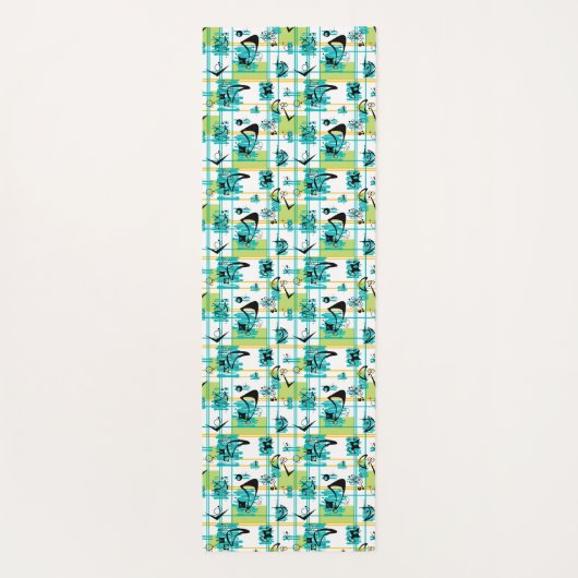 Cooles, modernes inspiriertes Madras-Muster Mitte Yogamatte (Rückseite)