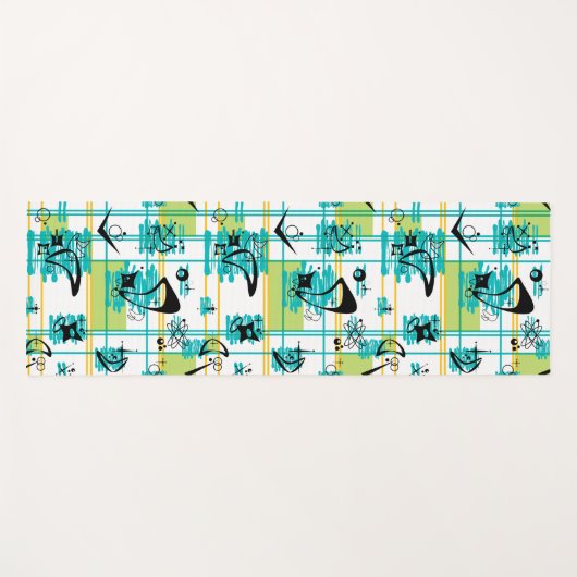 Cooles, modernes inspiriertes Madras-Muster Mitte Yogamatte (Vorderseite (Horizontal))