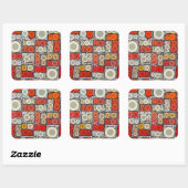 Cooles, modernes Orangenrot - Mosaikfliesen Quadratischer Aufkleber (Blatt)