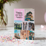 Cooles, modernes Rosa Foto Collage Grid 21 Geburts Karte<br><div class="desc">Cool modern pink bilder Collage grid 21 birthday ,  add 8 of your friends favorite foto with a modern and cool elegant script machen typography. Add your message inside.</div>