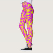 Cooles, modernes rosa und gelbes Tiermuster Leggings (Links)