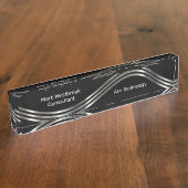 Cooles, modernes Schreibtisch für Silbermetall Namensplakette (Seite)