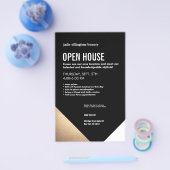Cooles modernes Schwarz-Gold-Friseur-Open House Flyer (Einzeln)