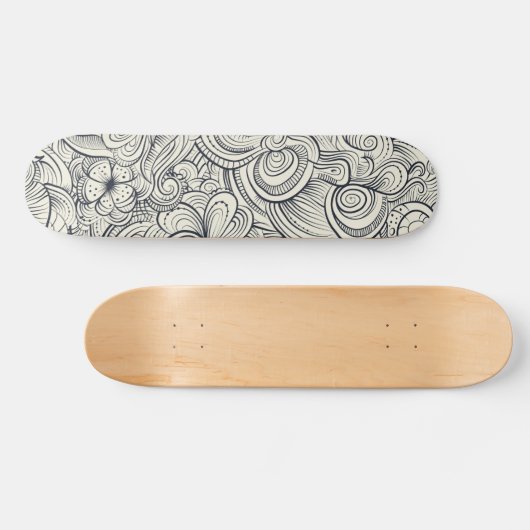 Cooles modernes Schwarz-Weiß-Muster Skateboard (Horizontal)