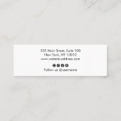 Cooles, modernes Schwarz-Weiß-Script Mini Visitenkarte (Rückseite)