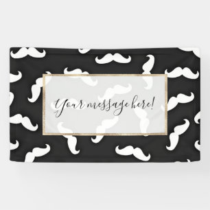 Cooles modernes Schwarz-weißes Mustache-Muster Banner