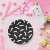 Cooles modernes Schwarz-weißes Mustache-Muster Pappteller (Party)