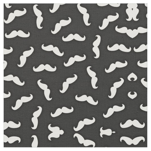 Cooles modernes Schwarz-weißes Mustache-Muster Stoff (Nahaufnahme)