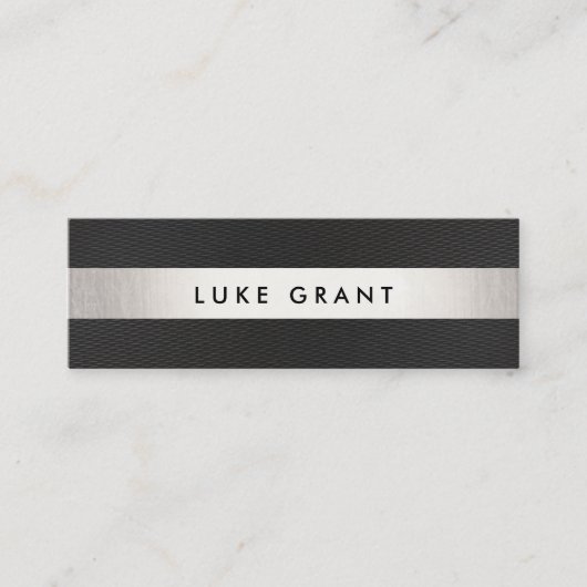 Cooles, modernes Schwarzes Silber Streifen Berufli Mini Visitenkarte (Vorderseite)