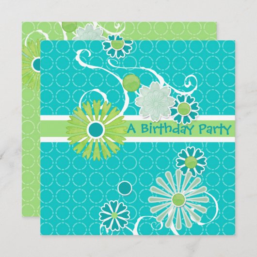 Cooles modernes Scroll Swirl Blume Circle Dot Must Einladung (Vorne/Hinten)