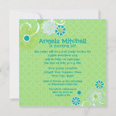 Cooles modernes Scroll Swirl Blume Circle Dot Must Einladung (Rückseite)