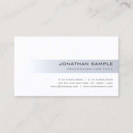 Cooles, modernes Silver Sleek Berufliches Elegante Visitenkarte (Vorderseite)