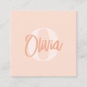 Cooles Monochrome Blush Pink Trendy Script Monogra Quadratische Visitenkarte (Vorderseite)