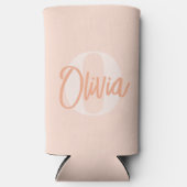 Cooles Monochrome Blush Pink Trendy Script Monogra Selters Dosenkühler (Vorderseite)