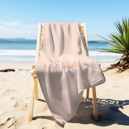 Cooles Monochrome Blush Pink Trendy Script Monogra Strandtuch