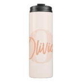 Cooles Monochrome Blush Pink Trendy Script Monogra Thermosbecher (Vorderseite)