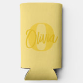 Cooles Monochrome Gelbe Trendschrift Monogram Beer Selters Dosenkühler (Rückseite)