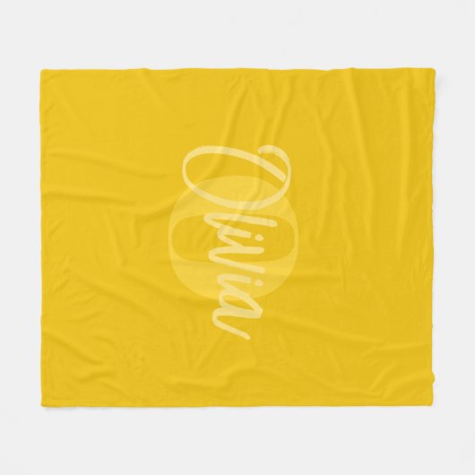 Cooles Monochrome Gelbe Trendskriptmonogramm Fleecedecke (Vorderseite (Horizontal))