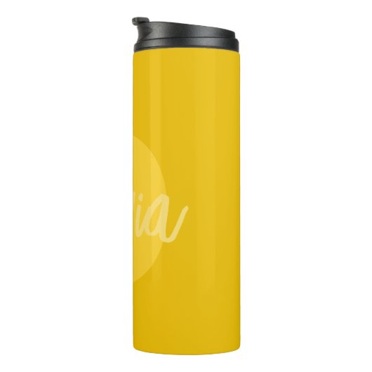 Cooles Monochrome Gelbe Trendskriptmonogramm Thermosbecher (Nach rechts gedreht)