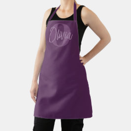 Cooles Monochrome Lila Trendy Script Monogram Schürze