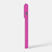Cooles Monochrome Pink Trendy Script Monogram iPhone Hülle (Linke Seite)