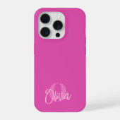 Cooles Monochrome Pink Trendy Script Monogram iPhone Hülle (Rückseite)