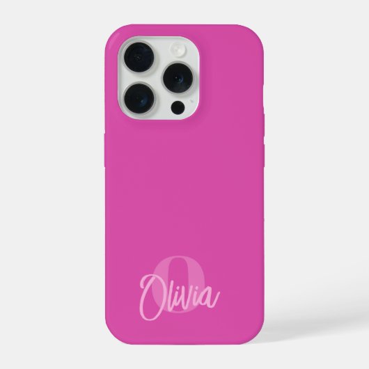 Cooles Monochrome Pink Trendy Script Monogram iPhone Hülle (Rückseite)