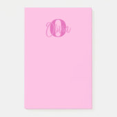 Cooles Monochrome Pink Trendy Script Monogram Post-it Klebezettel (Vorderseite)