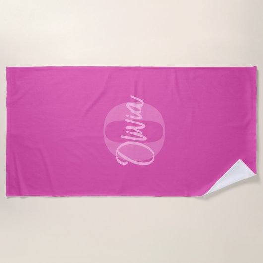 Cooles Monochrome Pink Trendy Script Monogram Strandtuch (Vorderseite)