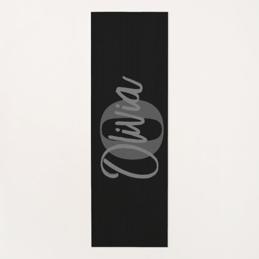 Cooles Monochrome Schwarz Grau Modernes Script Mon Yogamatte (Vorderseite)
