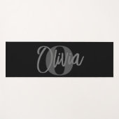 Cooles Monochrome Schwarz Grau Modernes Script Mon Yogamatte (Vorderseite (Horizontal))
