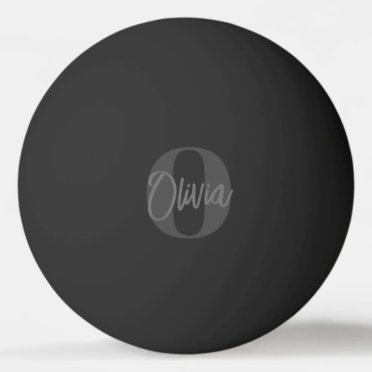 Cooles Monochrome Schwarz Modernes Script Monogram Tischtennisball (Vorderseite)