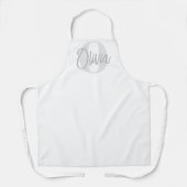 Cooles Monochrome White Gray Modernes Script Monog Schürze (Vorderseite)