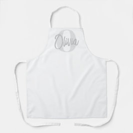 Cooles Monochrome White Gray Modernes Script Monog Schürze