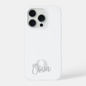 Cooles Monochrome White Modern Script Monogram iPhone Hülle (Rückseite)