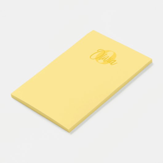 Cooles Monochrome Yellow Trendy Script Monogram Post-it Klebezettel (angewinkelt)