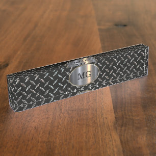 Cooles Monogram-Sylver-Metallschau-Büro für Män Namensplakette