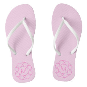 Cooles Monogramm, Angesagter Logo-Stil Rosa und Badesandalen