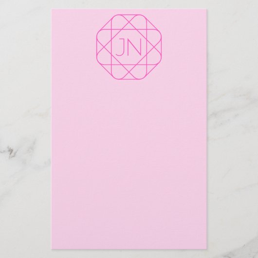Cooles Monogramm, Angesagter Logo-Stil | Rosa und Briefpapier (Vorderseite)