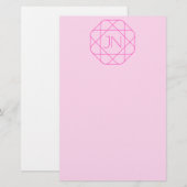 Cooles Monogramm, Angesagter Logo-Stil | Rosa und Briefpapier (Vorne/Hinten)