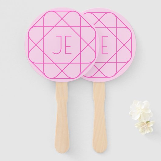 Cooles Monogramm, Angesagter Logo-Stil | Rosa und Fächer (Vorne und Hinten)