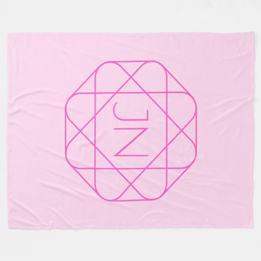 Cooles Monogramm, Angesagter Logo-Stil | Rosa und Fleecedecke (Vorderseite (Horizontal))