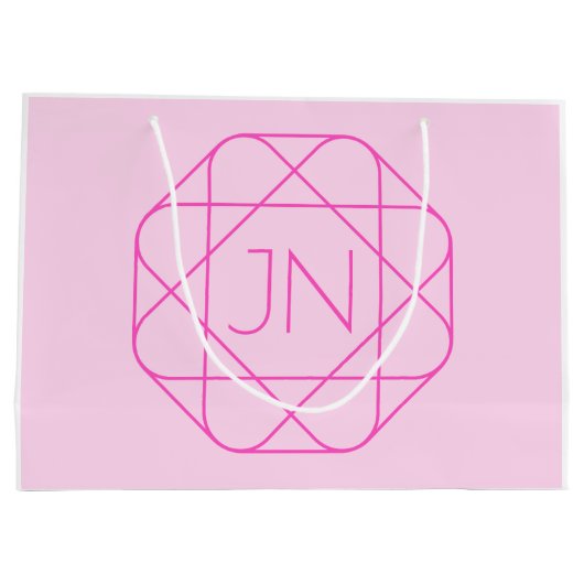 Cooles Monogramm, Angesagter Logo-Stil | Rosa und Große Geschenktüte (Rückseite)